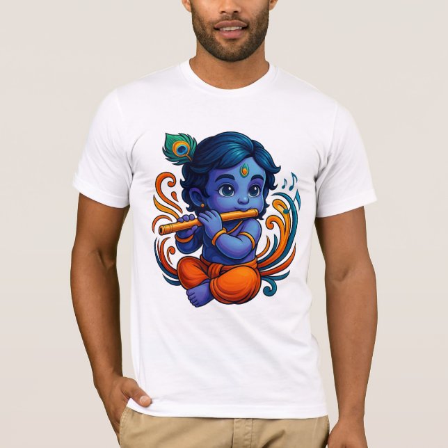 T-shirt Bébé Krishna avec Flûte - Vibes de paix | 3D dynam (Devant)