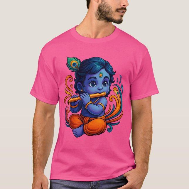 T-shirt Bébé Krishna avec Flûte - Vibes de paix | 3D dynam (Devant)