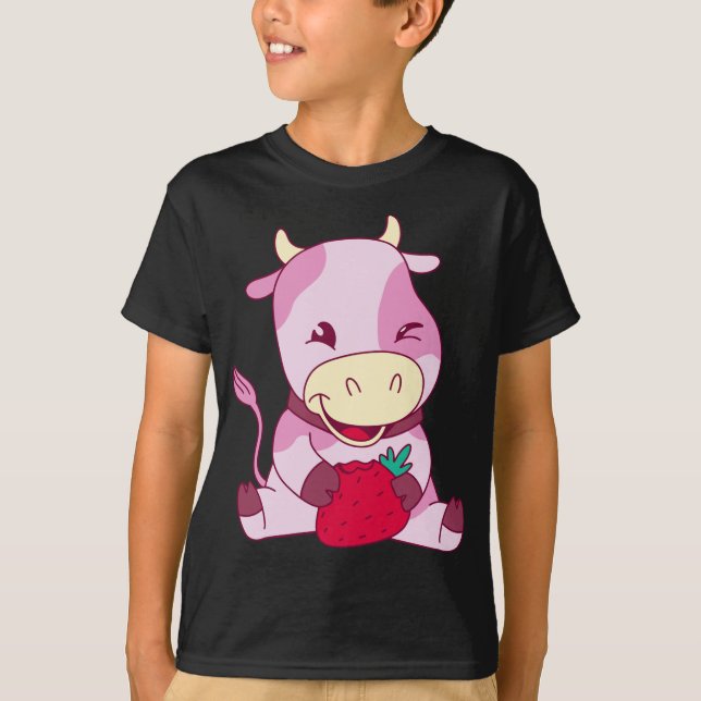 T-shirt Bébé Lait Vache Aime les fraises Bétail éleveur de (Devant)