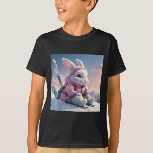 T-shirt Bébé Lapin de Ski Dans Motif d'Hiver de Neige Lapi