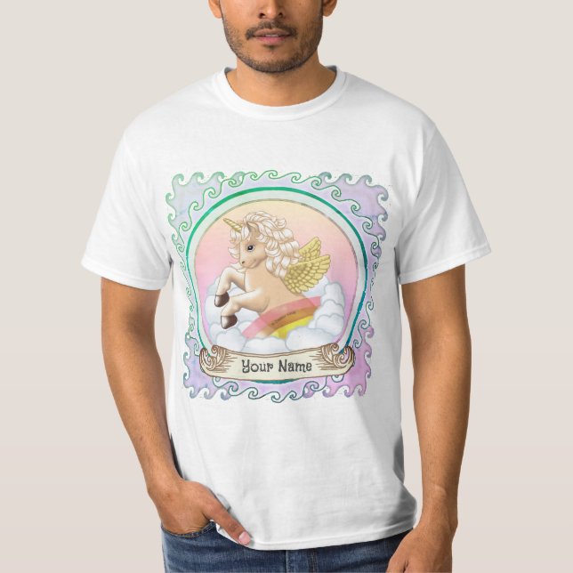T-shirt Bébé licorne arc-en-ciel  (Devant)