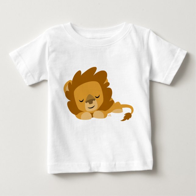 T-shirt bébé Lion dormant en caricature mignonne (Devant)