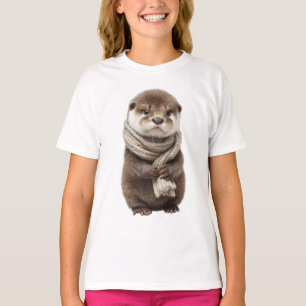 T-shirt Bébé loutre à l'écharpe marron Enfants