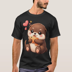 T-shirt Bébé loutre mignon tenant un poisson