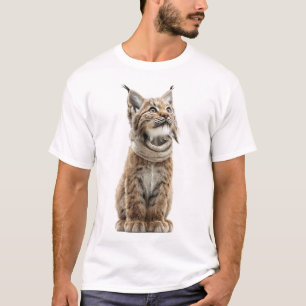 T-shirt Bébé lynx adorable portant une écharpe tricotée
