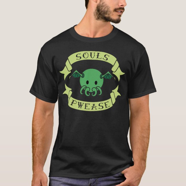 T-shirt Bébé mignon Chibi Adorable Cthulhu - Épaules à l'Â (Devant)