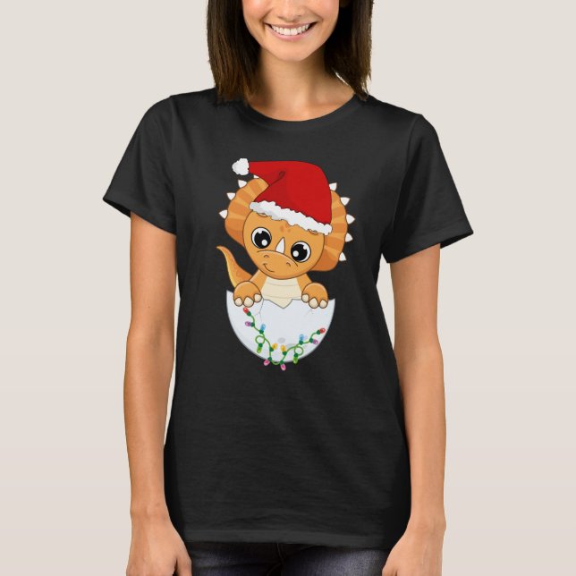 T-shirt Bébé mignon Dino Noël (Devant)