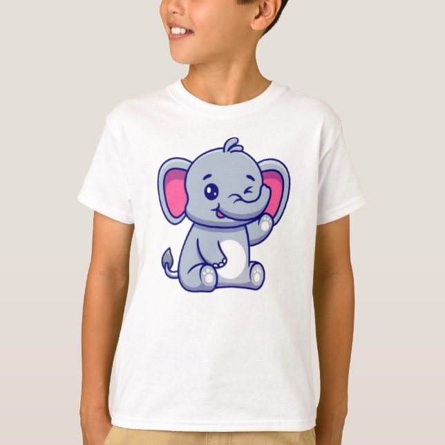 T-shirt Bébé mignon éléphant assis dessin (Devant)