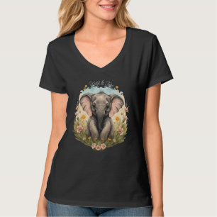 T-shirt Bébé mignon Eléphant Calf Fleur sauvage Wanderlust