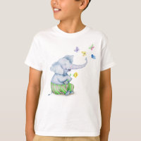 Bébé mignon éléphant & papillons Illustration Todd
