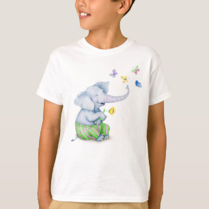 T-shirt Bébé mignon éléphant & papillons Illustration Todd
