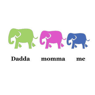 T-shirt bébé mignon, éléphants Dadda, maman, moi.