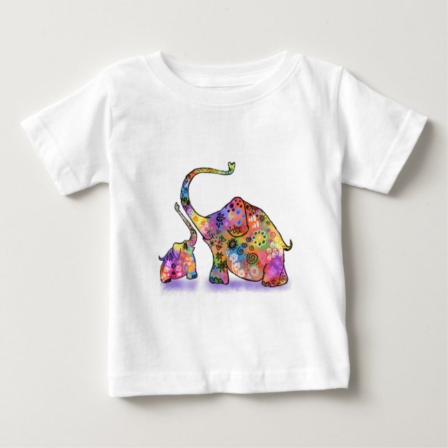 T-shirt bébé mignon et maman éléphant bébé (Devant)