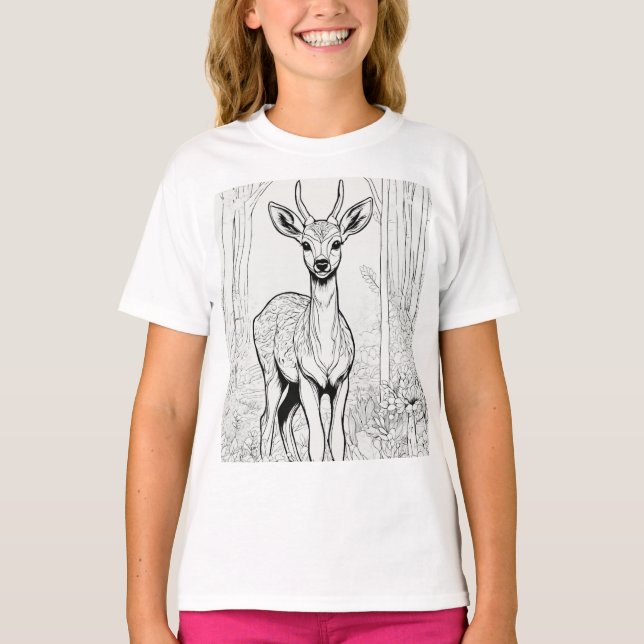T-shirt Bébé mignon Forêt de cerfs Enfants Tee (Devant)