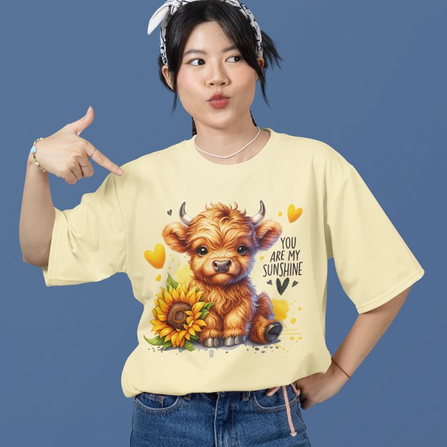 T-shirt Bébé mignon Highland Vache et tournesol Western Su (Créateur téléchargé)
