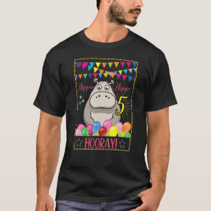 T-shirt Bébé mignon Hippo 5 Anniversaire Animal Hippopotam