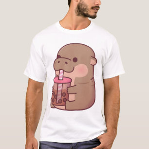 T-shirt Bébé mignon Hippo Boire Boba Tea