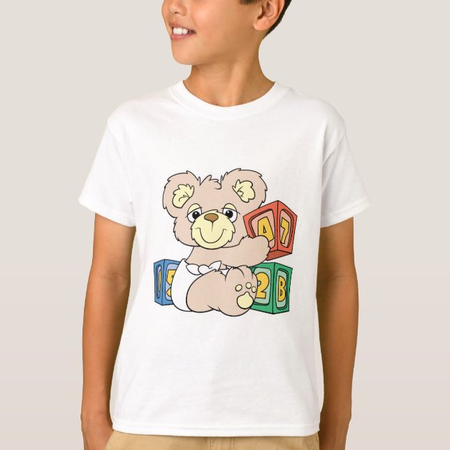 T-shirt Bébé mignon ours et blocs (Devant)