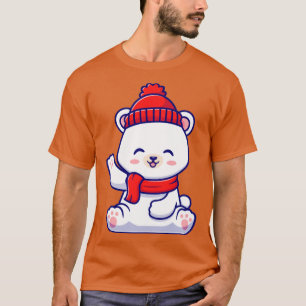 T-shirt Bébé mignon Ours polaire hiver porter l'Écharpe Wa