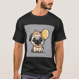 T-shirt Bébé mignon portant un costume de chien pug avec b