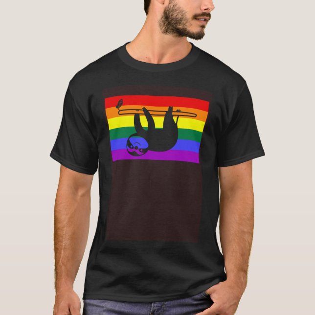 T-shirt Bébé mignon Sloth LGBTQ Gay pride Drapeau Queer (Devant)