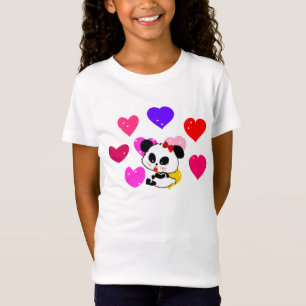 T-Shirt Bébé mignonne fille Panda arc-en-ciel amour coeur
