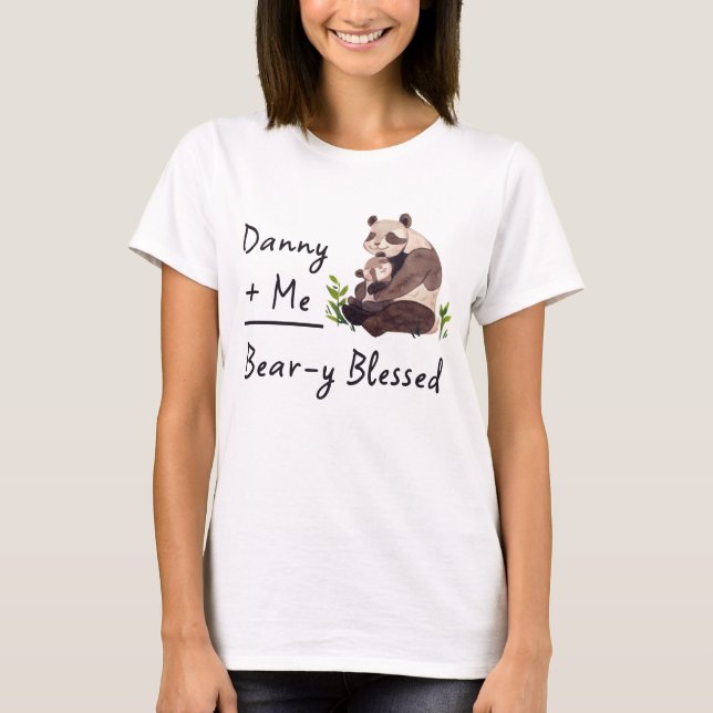 T-shirt Bébé + Moi = Très Heureux Panda Assorti (Devant)