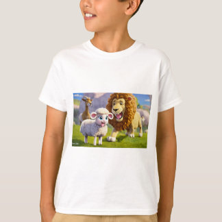 T-shirt bébé mouton et Lion pour enfants - mignon 