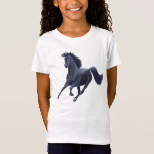 T-Shirt Bébé noir de filles de cheval de pur sang -