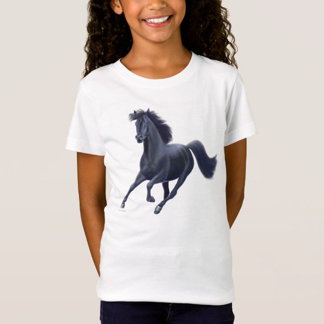 T-Shirt Bébé noir de filles de cheval de pur sang - (Devant)