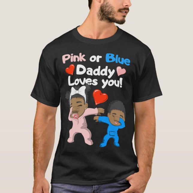 T-shirt Bébé Noir Rose Ou Bleu Papa Vous Aime (Devant)