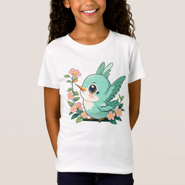 T-Shirt Bébé Oiseaux Avec Sa Fleur (Devant)