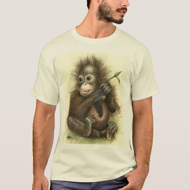 T-shirt Bébé orang-outan avec des feuilles (Devant)