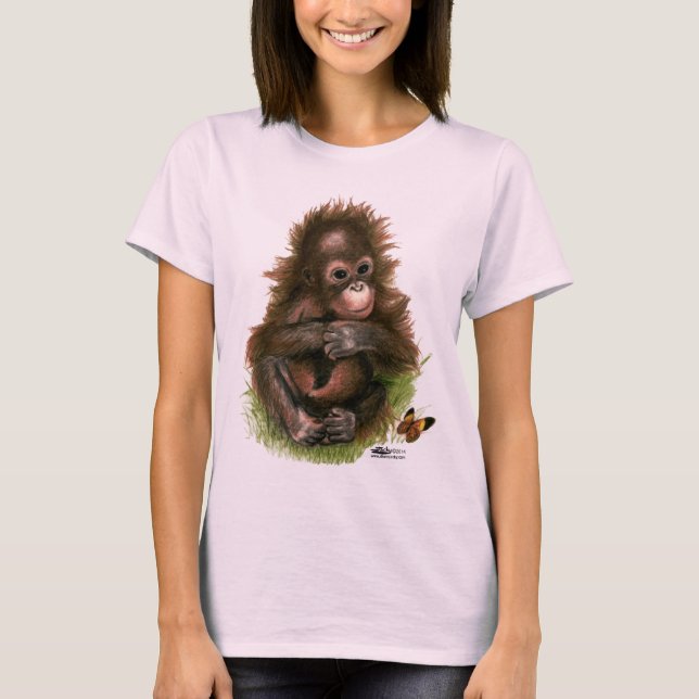 T-shirt Bébé orang-outan et papillon (Devant)