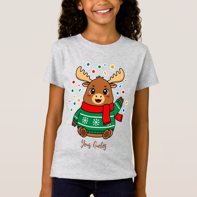 T-Shirt Bébé orignal mignon bonjour (Devant)