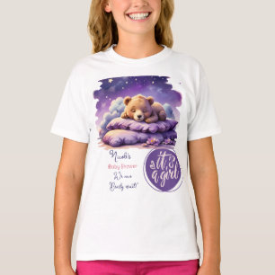 T-shirt Bébé ours dormant violet Galaxy Baby shower fille