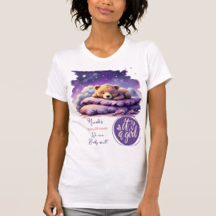T-shirt Bébé ours dormant violet Galaxy Baby shower fille