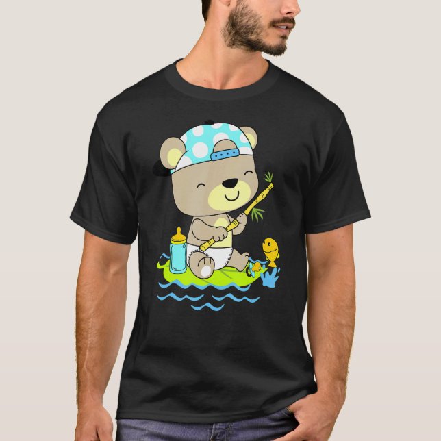 T-shirt Bébé ours en pêche avec couche (Devant)