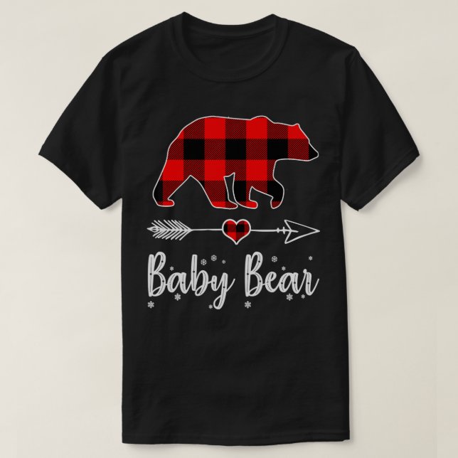 T-shirt Bébé Ours Rouge Plaqué Pyjama de Noël Cadeau de fa (Design devant)