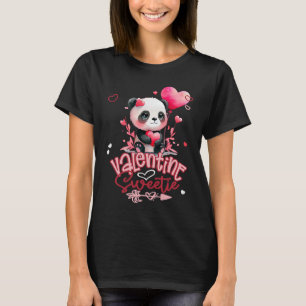 T-shirt Bébé Panda adorable Valentine Sweetie Avec Coeurs
