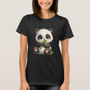 T-shirt Bébé Panda Mignon Mangeant du Bambou Graphique Kaw