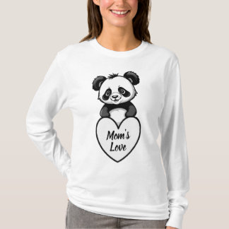T-shirt Bébé Panda Ours Coeur avec votre message personnal