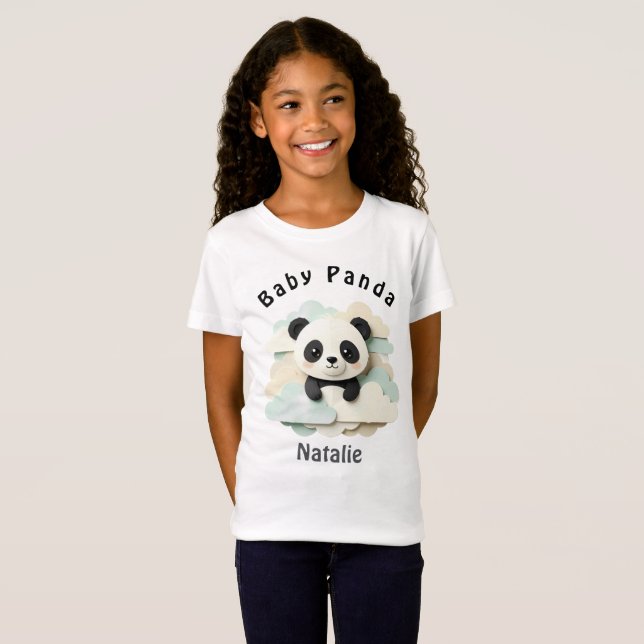 T-Shirt Bébé Panda Plié | Mignon Origami  (Devant entier)