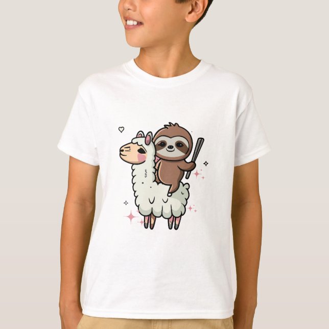 T-shirt Bébé paresseux et lama mignons  (Devant)