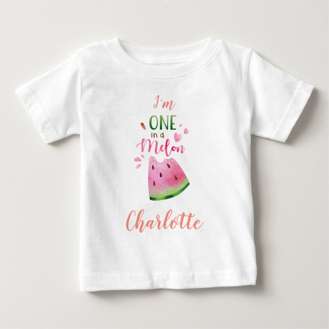 T-shirt bébé pastèque Un dans un t-shirt fille mel (Devant)