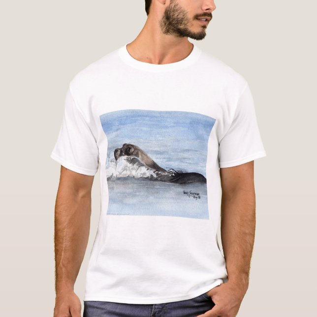 T-shirt Bébé phoque de natation, aquarelle (Devant)