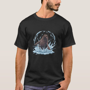 T-shirt Bébé phoque drôle éclaboussant à travers la glace
