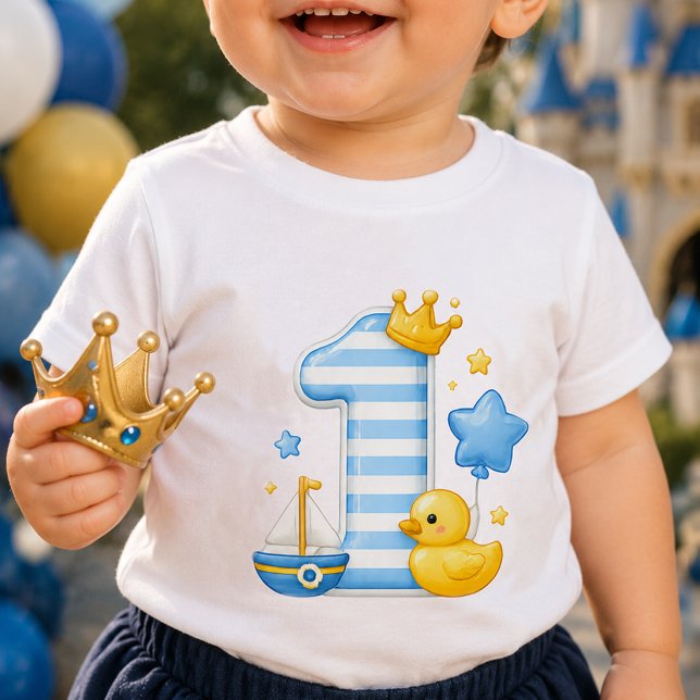 T-shirt bébé pour 1er anniversaire avec couronne (Créateur téléchargé)