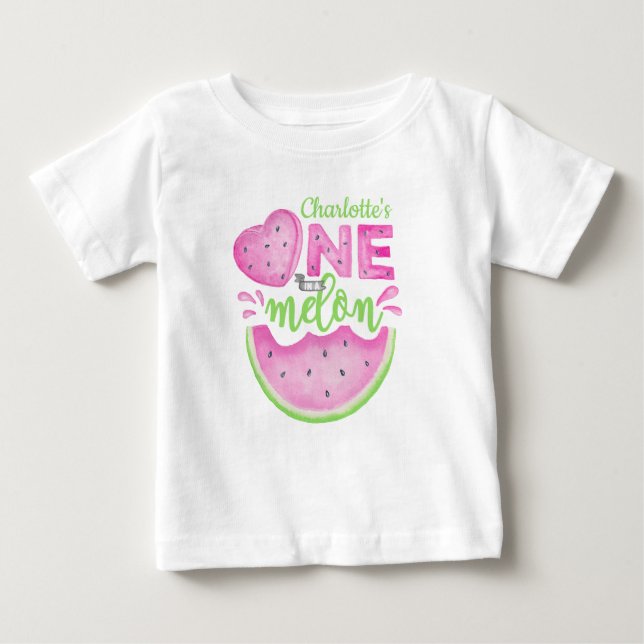 T-Shirt Bébé pour 1er Anniversaire Rose "Une sur u (Devant)