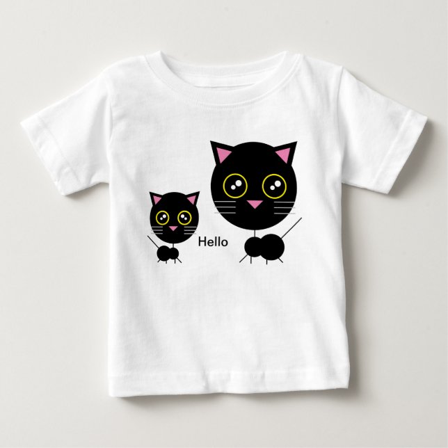 T-shirt bébé pour chat noir géométrique (Devant)